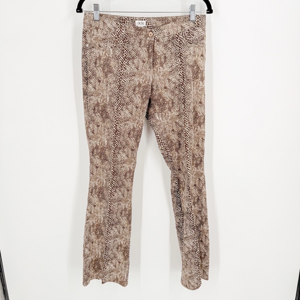 Cache Tan Snake Print Flare Pants - image 1